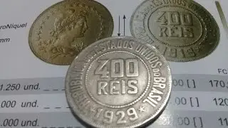 Qual &eacute; o valor da moeda de 400 R&Eacute;IS de 1929?