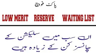 Pak Army Low Merit, Reserve, Waiting List complete Detail