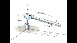 4-42. Una fuerza horizontal de 20 N se aplica en formaperpendicular al mango de la llave de tubo. De