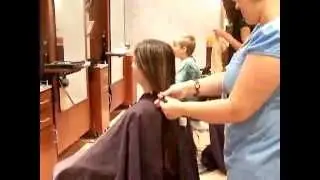 hair cut for a hair donation so gets ponytail chopped