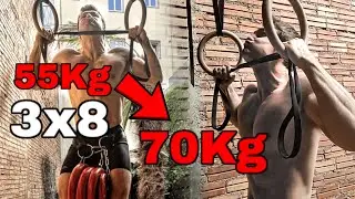 Подтягивания на кольцах: прогресс 3x8: от +55 кг до +70 кг | Подтягивания с отягощениями в домашних условиях