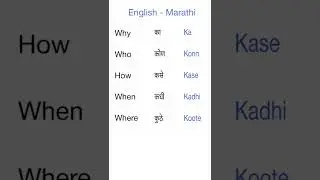 English - Marathi | Easy Langauge | Learn English Marathi