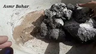 ASMR:Gritty pure charcoal  & sand cement crumbing on floor crumbling /satisfying video,sleepaid😴