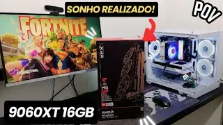 REALIZEI MEU SONHO! Instalei a RX 9060XT 16GB no PC… Mas deu ruim?