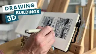 Drawing 3D City Buildings with Grey Markers & fine liners