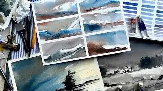 ABSTRACT COLOR MIXING demo Paint Atmospheric Skies Stormy Sky Loose Watercolor Landscape Painting
