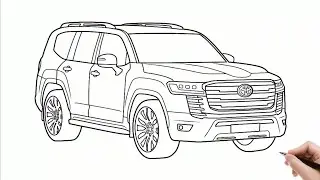 Drawing TOYOTA LAND CRUISER 300 2021 step by step / how to draw a toyota land cruiser easy