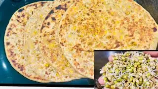Best & Easy Sprouts flatbread recipe #Healthy #protein #indianfood #breakfast #stuffedparatha #food
