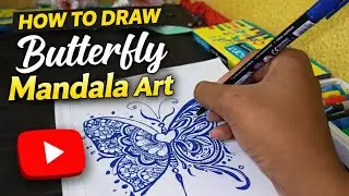 How to draw butterfly mandala art!! learning step by step process!! watching the end!! 🥰✨!! 