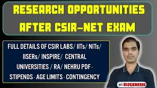 RESEARCH OPPORTUNITIES AFTER CSIR-NET EXAM | SHASHIKANTH | BIOGENESIS