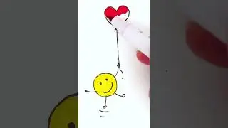 Draw Heart Balloon and I love you easy drawing for kids #kids #love #balloon #kidsart #easydrawing