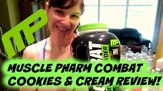 Cookies & Cream Tasty Muscle Pharm Combat Protein Powder Review | Nicole Collet