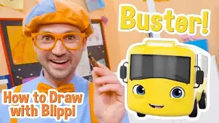 How To Draw Buster | Draw with Blippi! | Kids Art Videos | Moonbug Drawing Tutorial
