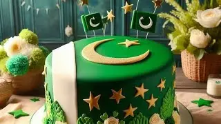 &ldquo;AI-Generated 14 August Theme Cake Decoration | Pakistani Independence Day Green & White Cake Design
