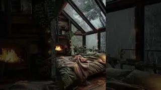 Bedroom Fireplace and Rain Sounds for Peaceful Sleep #shorts #sleepaid #rainsounds #cozyambience