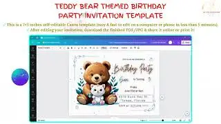 Teddy Bear Themed Birthday Party Invitation Card Design Template |1st Birthday Boy |Cute |Ideas |DIY