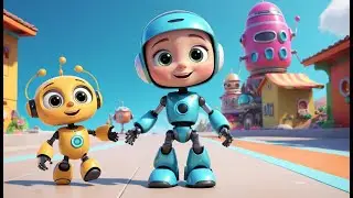 Eight Little Robots Dancing Around | Fun Counting Song for Kids | Playful Adventure Rhyme
