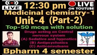 Drugs acting on Central nervous system multiple choice questions Unit-4 Part-2 medicinal chemistry1