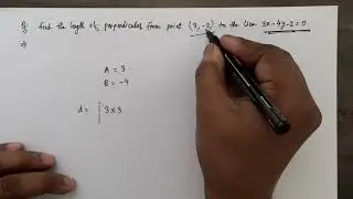 Find the length of perpendicular from point (3,-2) to the line 3x - 4y - 2 = 0