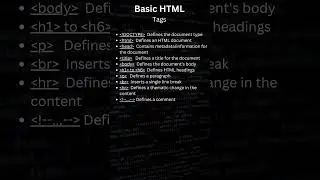 Basic HTML tags #html #tags #webdevelopment #basichtmltags