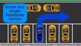 Ausparken aus enger Parklücke – Schritt für Schritt. Vereinfachte Animation.