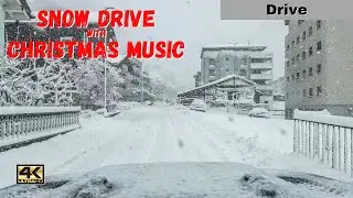 Car Driving Through a Snowy Village | CHRISTMAS MUSIC & Winter Magic 🎄❄️