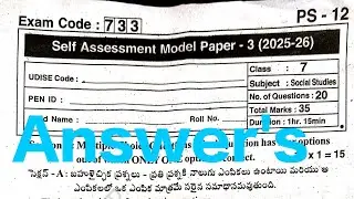 7th class Social🔑 Self Assessment -3 (FA-3)Real Key Answers 2025-26 || Self Assessment Model Paper 3