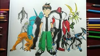 BEN 10 all aliens drawing ll Classic Ben 10