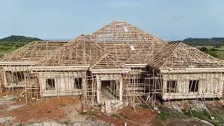 Building in Ghana Final Roof Trusses installation | Ep-46 | Project Noah #brightandclara