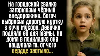 На городской свалке затормозил чёрный внедорожник, богач выбросил дорогую куртку в кучу мусора.