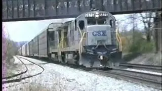 Great sounding SBD, and CSX 4 axle GE's on the ex-B&O mainline in 1990