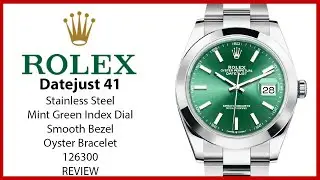 ▶Rolex Datejust 41 Stainless Steel Mint Green Index Dial Smooth Bezel Oyster Bracelet 126300 -REVIEW