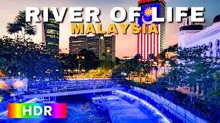 Beautiful Blue River of Life at Masjid Jamek, Kuala Lumpur Malaysia | 4K HDR