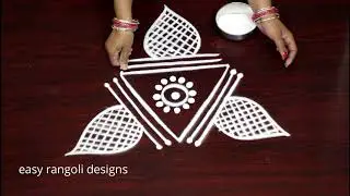 Amazing Deepam rangoli muggulu with 3 dots || Creative Diya kolam rangoli designs