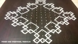 Simple sikku rangoli with 15x3x3 dots | Festival kolam | Trendy and traditional rangolis
