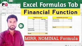 How to use MIRR and NOMINAL Formula in Excel || Excel Financial Function MIRR NOMINAL Formulas Tab