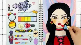 🎀 Paper DIY 🎀 Haerin Devil Makeup Tutorial 💄 | Transform Her Into a Dark Queen 👑🖤| Paper Beaty DIY