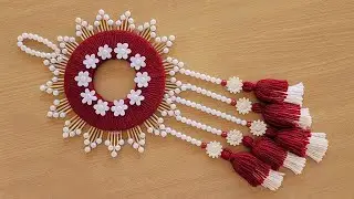 Toothpick Wall Hanging - Easy Woolen Flower Wall Hanging using Toothpick - Best Out Of Waste