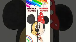Draw Mickey VS. Minnie Tutorial | Draw Mickey and Minnie Mouse 🌈🐭 #drawing #shorts #disney #viral