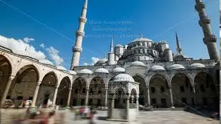 Zoom in Timelapse of The Blue Mosque or Sultanahmet outdoors in Istanbul city in Turkey