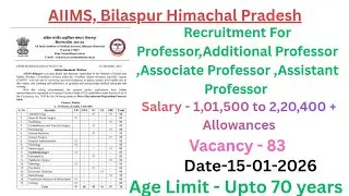 AIIMS BILASPUR Professor Recruitment 2025-26 | Eligibility Details |Anish Chauhan Job Notifications 