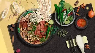 Vietnamese beef noodle soup | Phở | 2D food animation | Digital art
