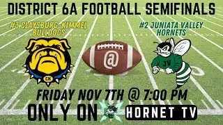 Juniata Valley Hornet Football vs Claysburg-Kimmel D6A Playoff Only on Hornet TV