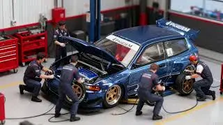 Tuoyi POPRACE 1/64 alloy car model Honda hatchback supercar Civic EG6 electroplated blue# car model