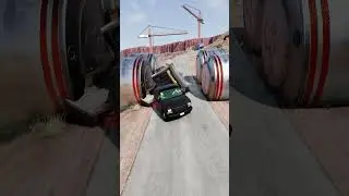 Double Bollards vs. Cars + Crane 🏗️🌵 BeamNG.Drive