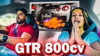 REAÇAO DELA NO NISSAN GTR DE 800CV !!!