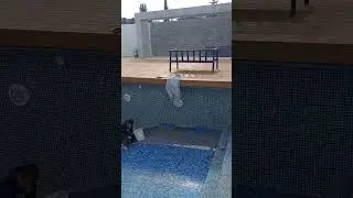 Garden House swimming pool floor repair and cover work is in progress