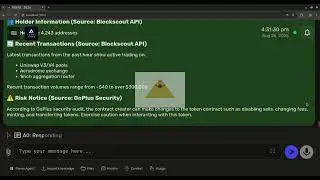 Agent Zero AI Automates Crypto Token Contract Analysis for $A0T on Base using Blockscout + CoinGecko