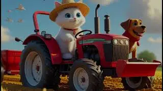 The Cute White Cat and the Tractor Farm Adventure 🎈💕🐱#animation #duck #cartoon #cute  #animation