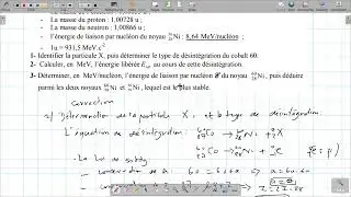 Etude de la désintégration du noyau de cobalt 60,Physique nucléaire,2 ème bac